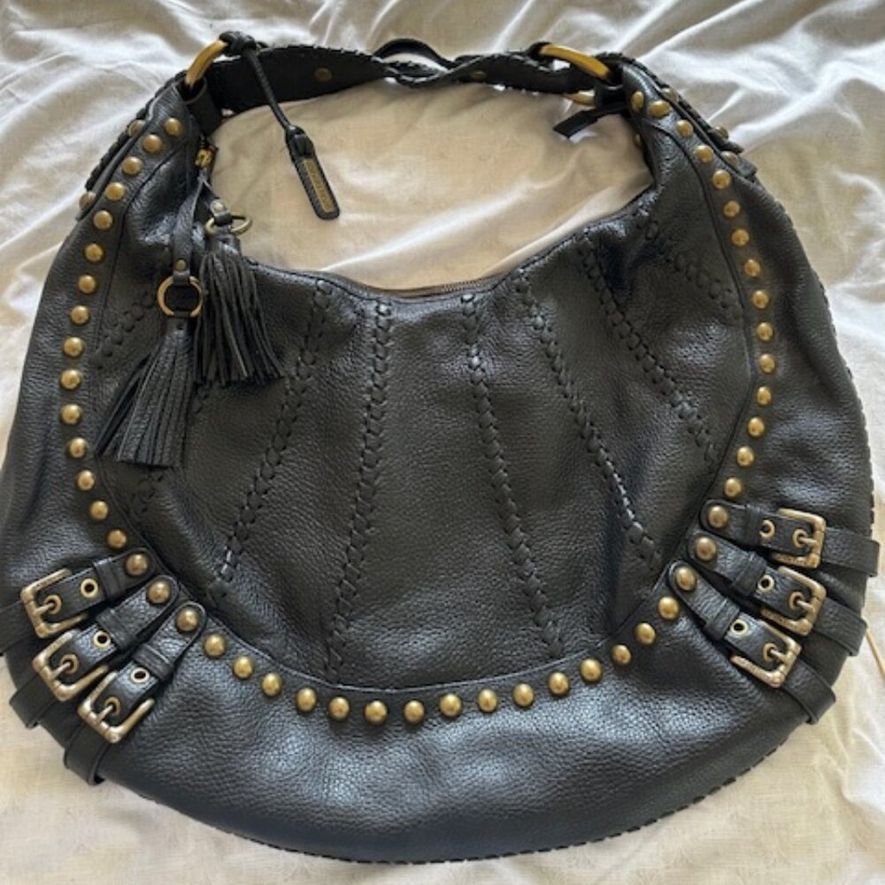 Isabella Fiore Gold Buckle Studded Handbag